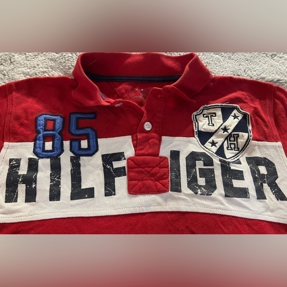 Tommy Hilfiger Red Short Sleeved Polo Golf Shirt, Youth Boy’s Size 8-10 Years - Picture 4 of 4